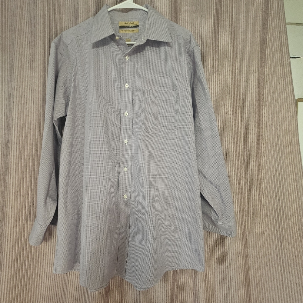 Gold Label Roundtree & York Men's Button Down Dress Shirt Purple 16.5/33